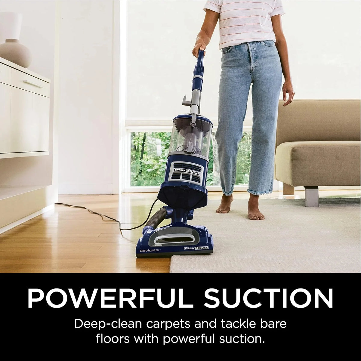 Upright Vacuum Navigator Lift-Away Deluxe with Large Dust Cup Capacity HEPA Filter Swivel Steering Upholstery Tool & Crevice Tool