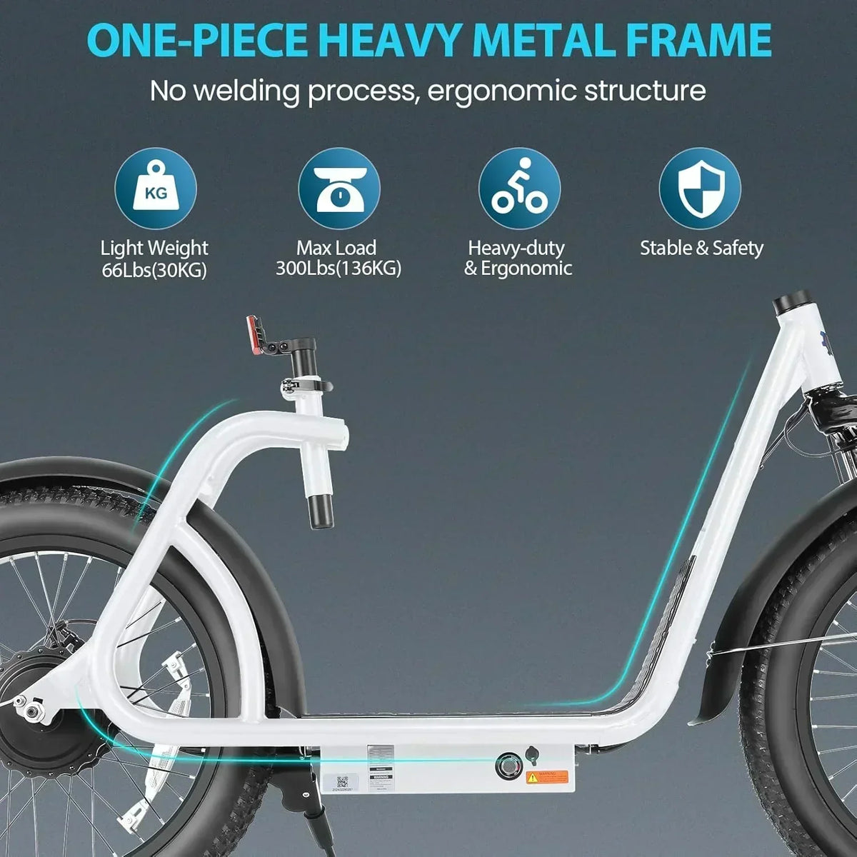 Caroma Peak 800W Foldable Adult Electric Scooter with 20-inch Wide Tires 48V Battery Basket