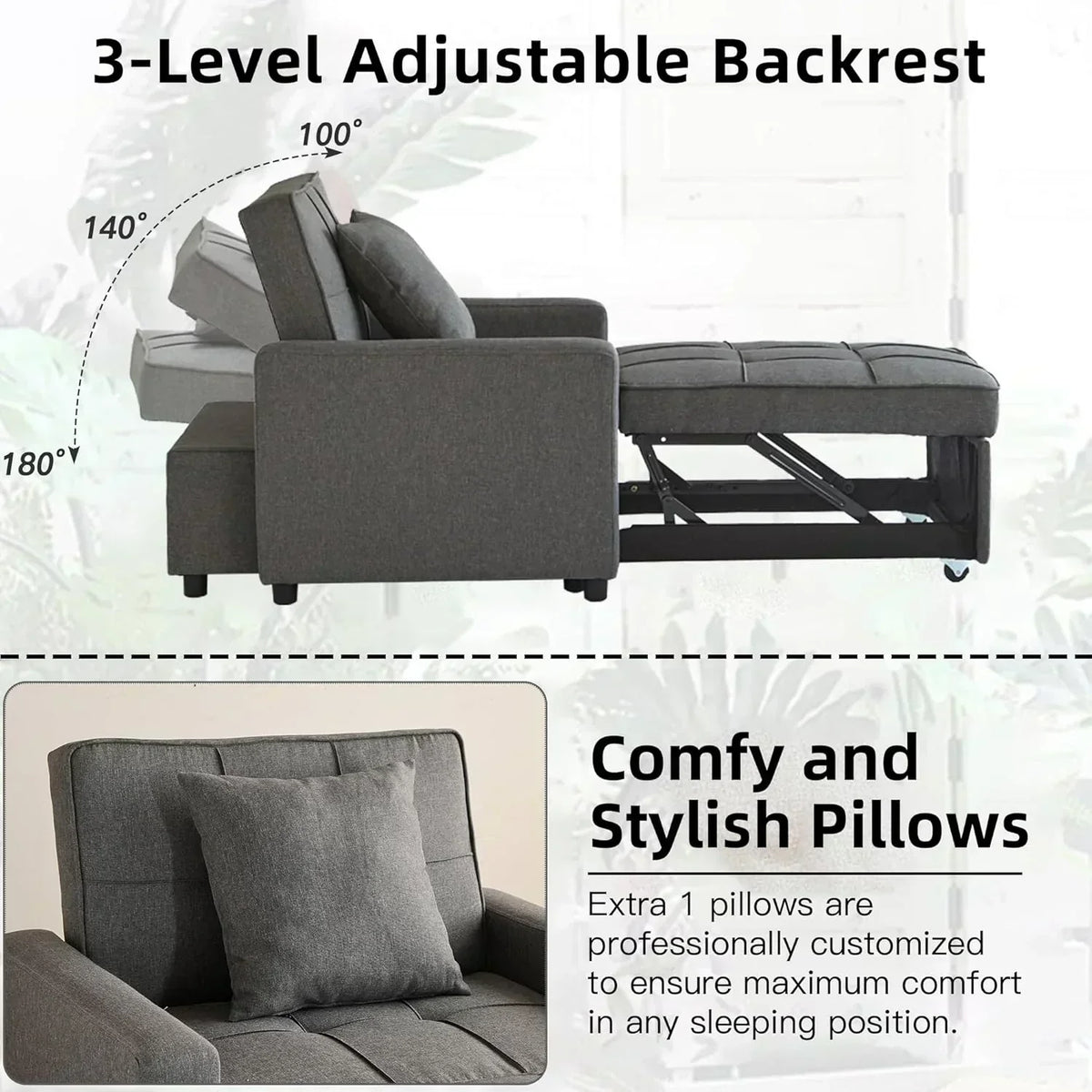 Sofa Bed Chair Convertible Sleeper Sofa with Pull-Out Bed