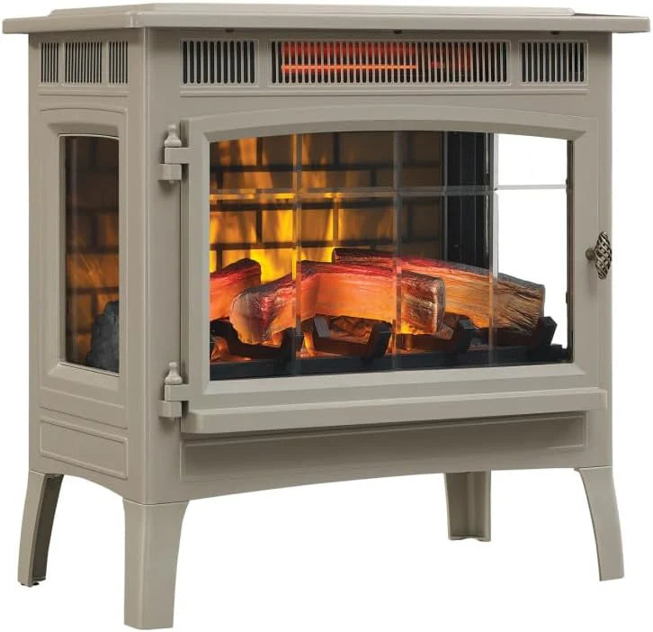 Freestanding Electric Fireplace Stove Heater with 3D Flame Effect for 1,000 Sq. Ft