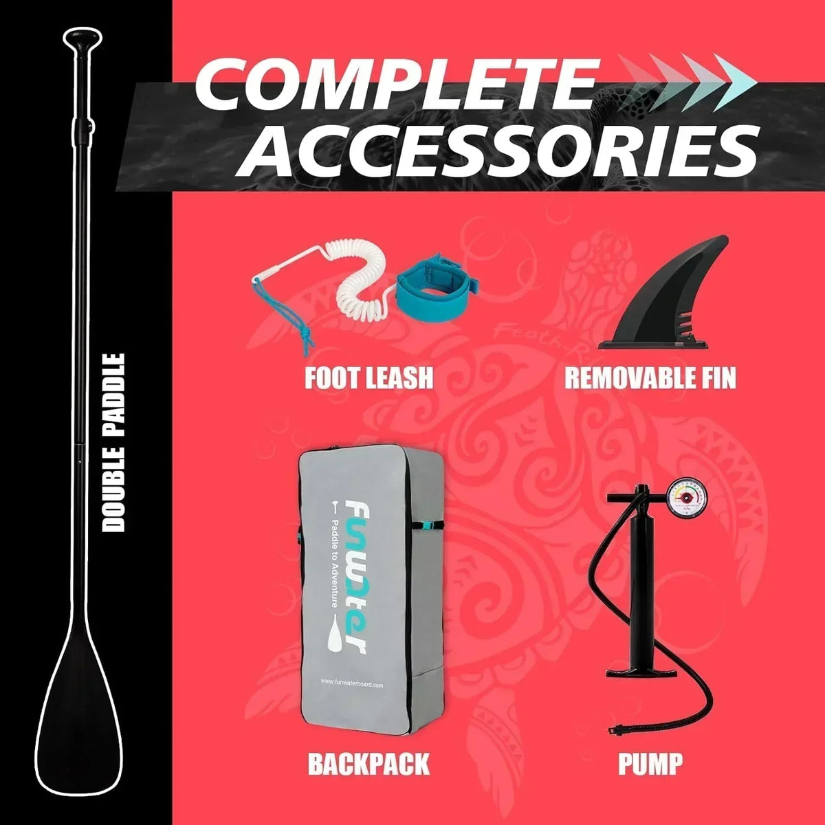 FunWater Inflatable Stand Up Paddle Board Premium SUP Paddle Accessories EVA Deck