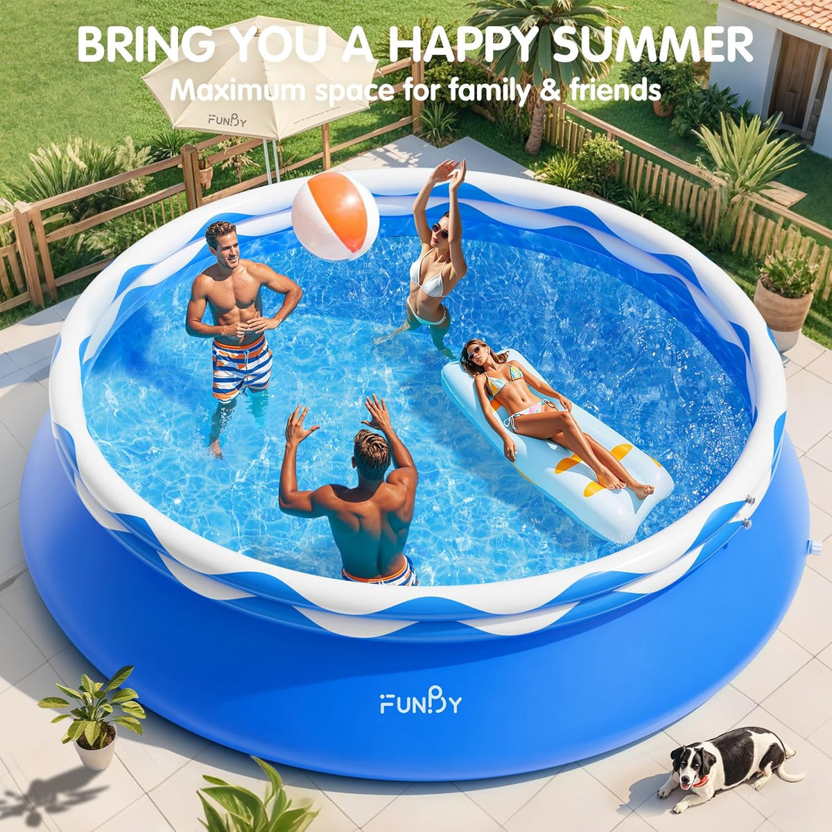 Upgraded Double Rings Inflatable Above Ground Pool Easy Set Inflatable Swimming Pool