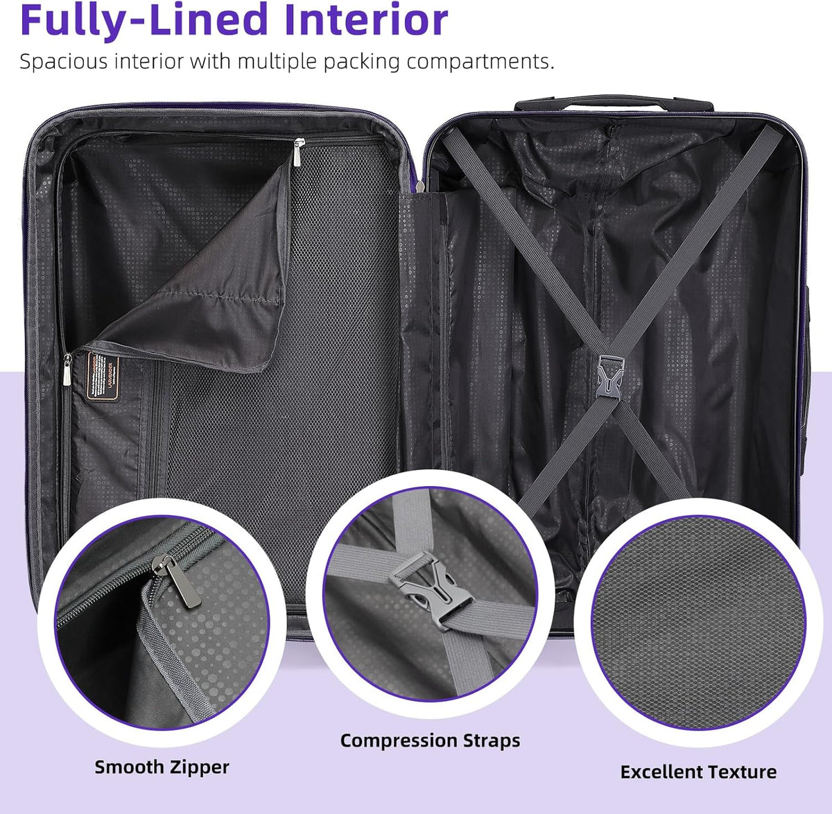 6-piece luggage set, expandable hardshell suitcase set with spinner wheels, lightweight rolling luggage set
