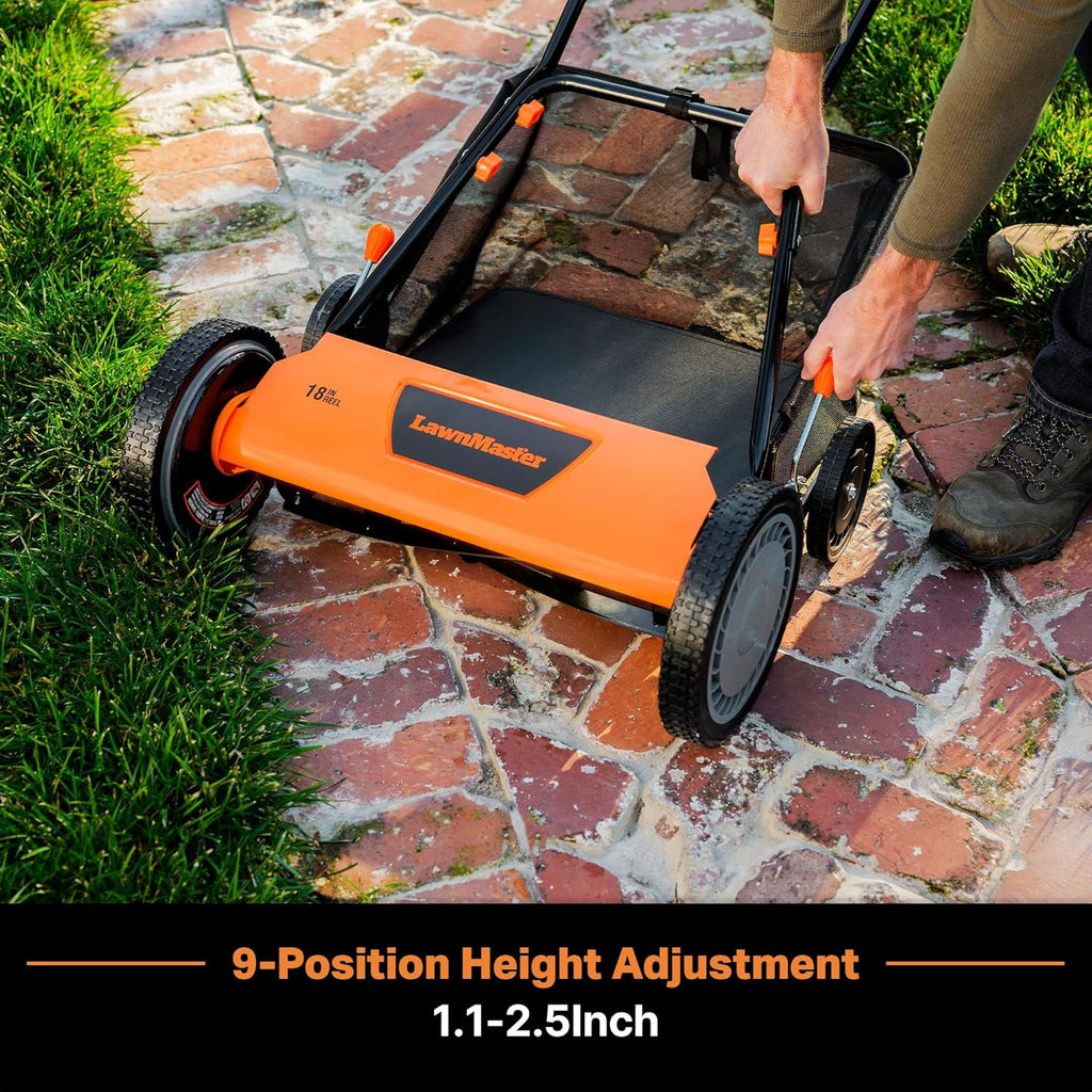 LawnMaster LMRM1801 Push Reel Lawn Mower 18-Inch 5-Blade