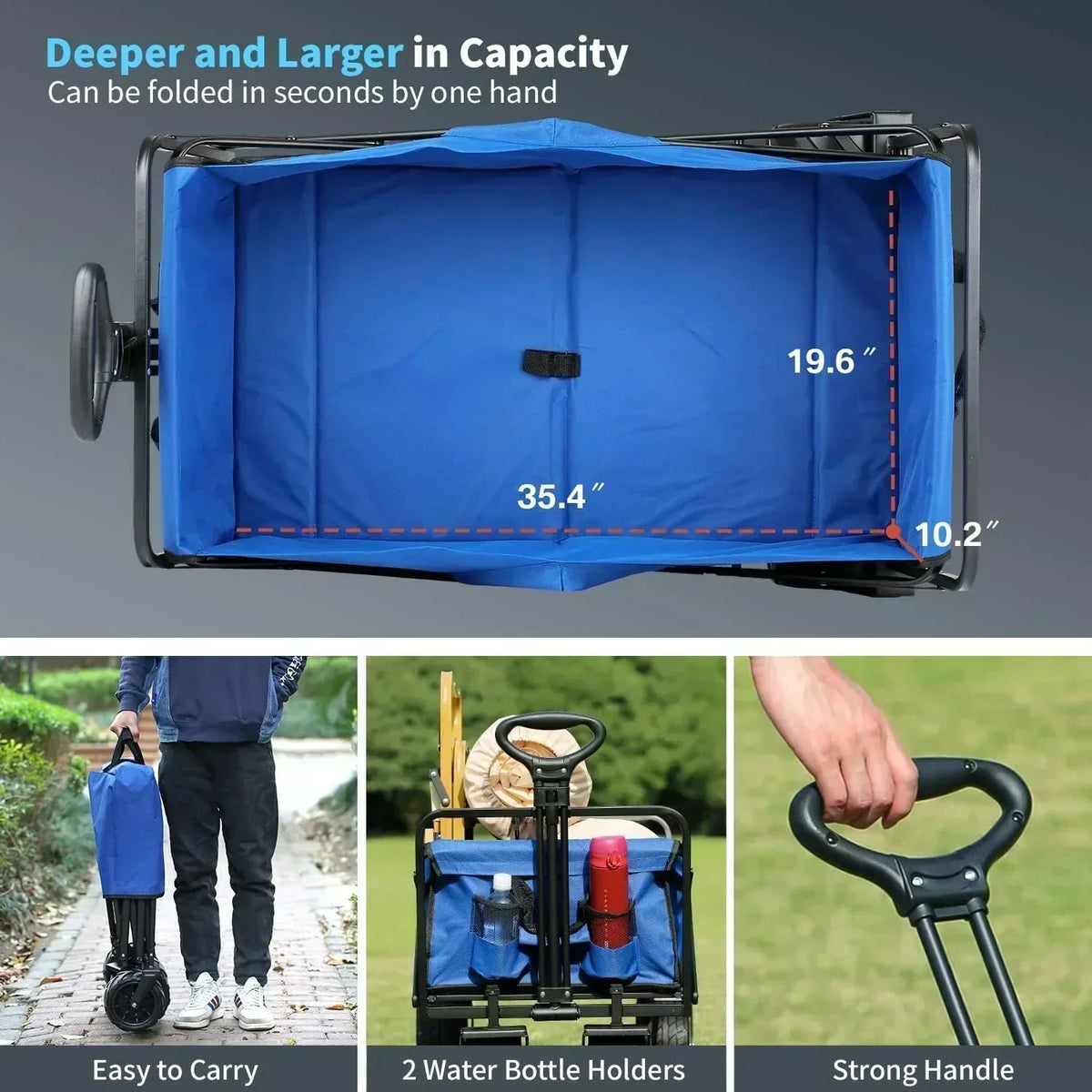 Heavy Duty 350 lb Capacity Foldable Caravan Outdoor Folding Camping Caravan Portable Grocery Cart