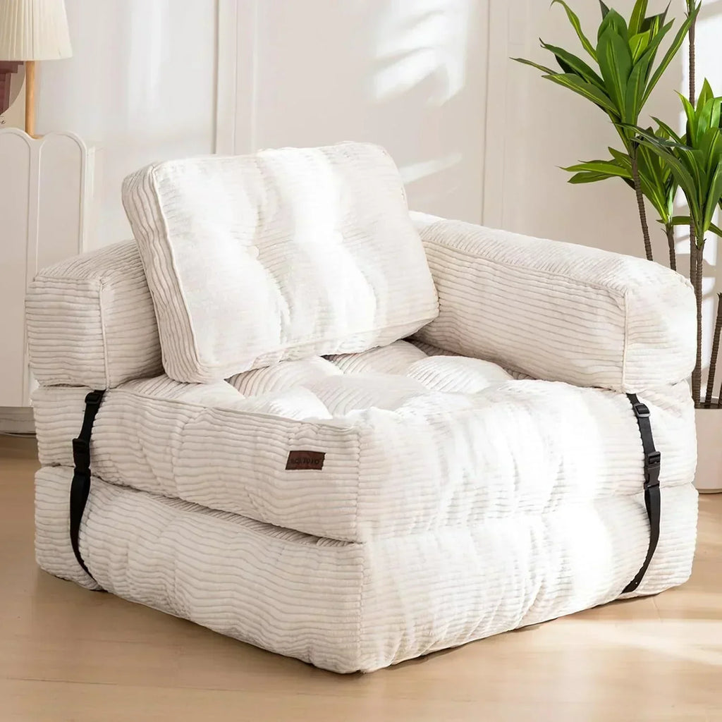 Folding Sofa Bed L-Shaped Convertible Sofa Bed with Armrests and Pillows