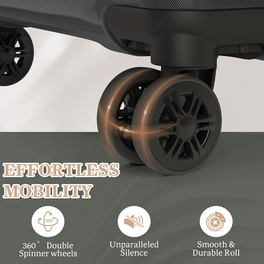 5-piece luggage set with wheels, ABS hardshell suitcase with spinner wheels