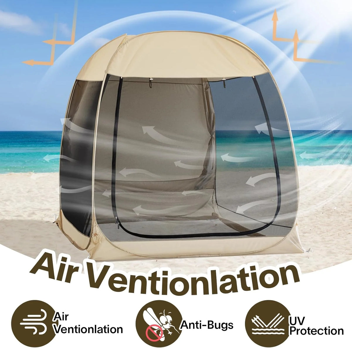 Screen gazebo, sleeps 6-10-15 people Igloo-style canopy tent with mosquito net on the sides Perfect for garden, patio, backyard