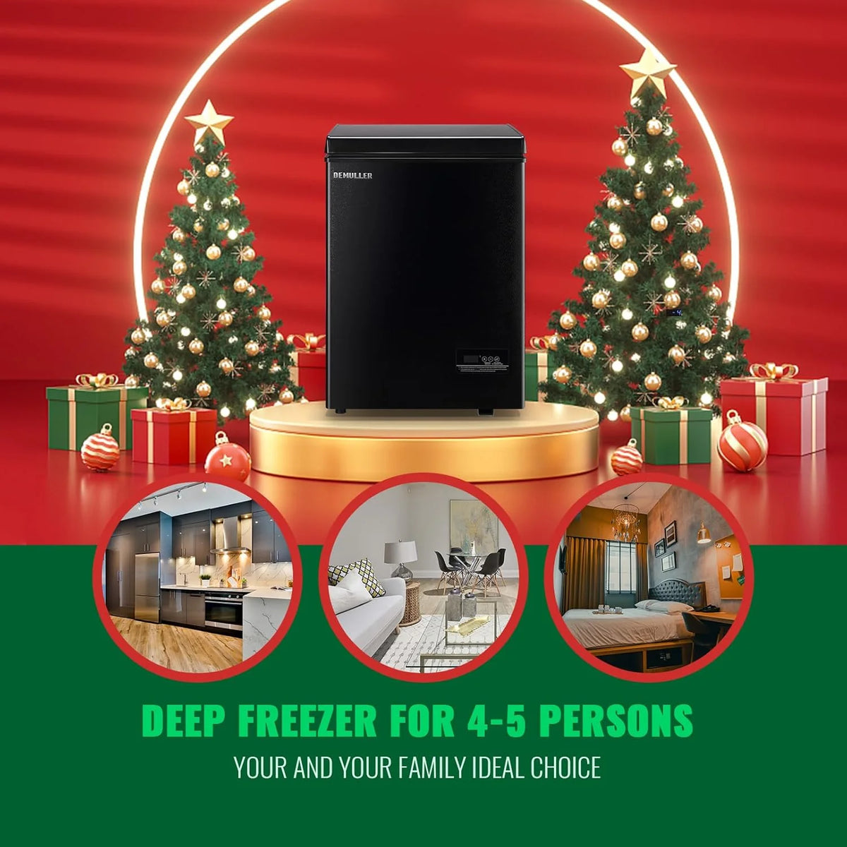 Chest Freezer 5.0Cubic Feet Deep Freezer Freestanding Freezers Removable Stainless Steel Basket