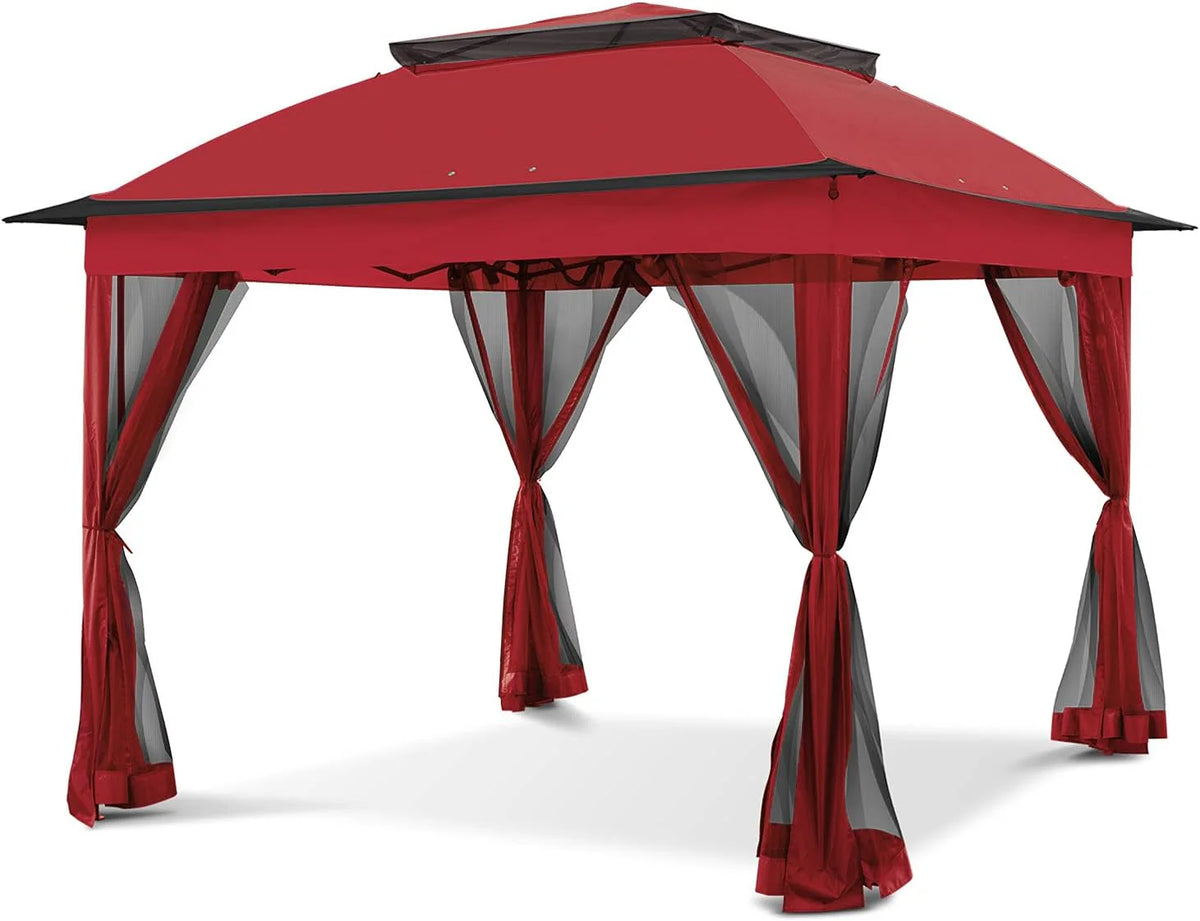 COOS BAY 11x11 Pop Up Gazebo with Mesh Netting, Instant Outdoor Canopy Tent, Water Resistant Shelter with UPF 50+ UV Protection, 121 Sq Ft Coverage, Beige