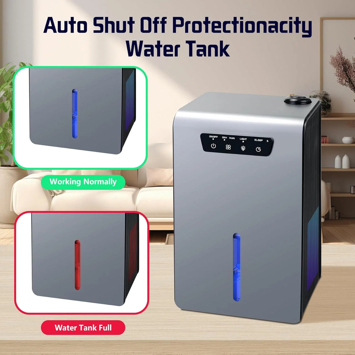 Dehumidifier,2 in 1 Humidifier Dehumidifier Combo,102 OZ Water Tank Dehumidifiers for Home Bedroom,Basement Bathroom,Auto Shut Off,Sleep Mode,7 Colors LED Light