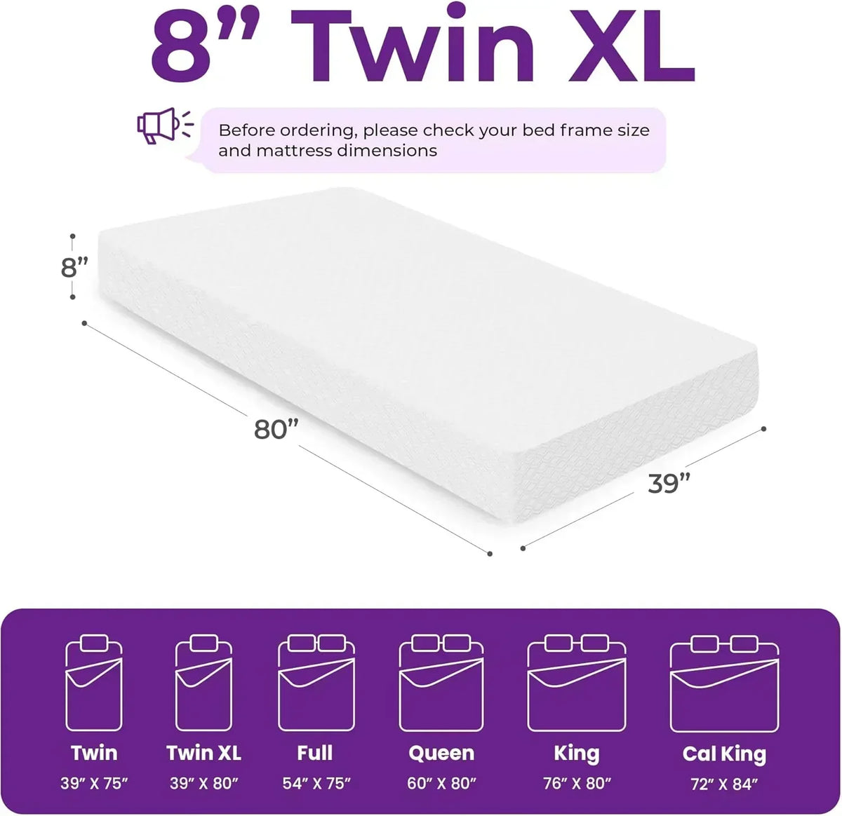 GAESTE 8-inch Fully Cooling Gel Memory Foam Mattress Mattress-in-a-Box