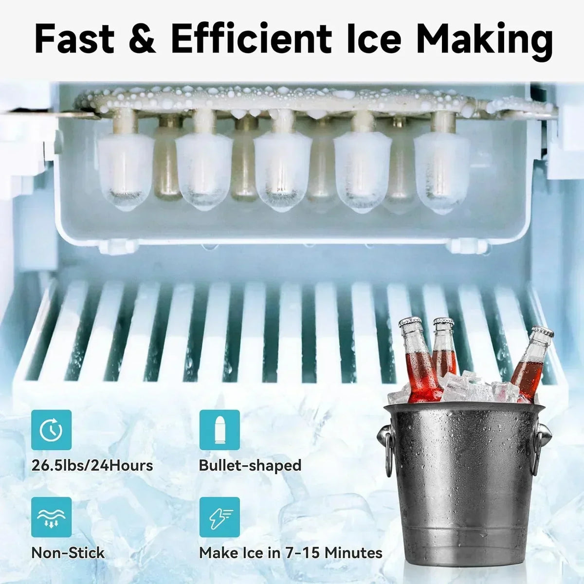 ICEPURE Water Dispenser with Ice Maker 3-in-1 Hot and Cold Water Cooler Ice Maker Machine