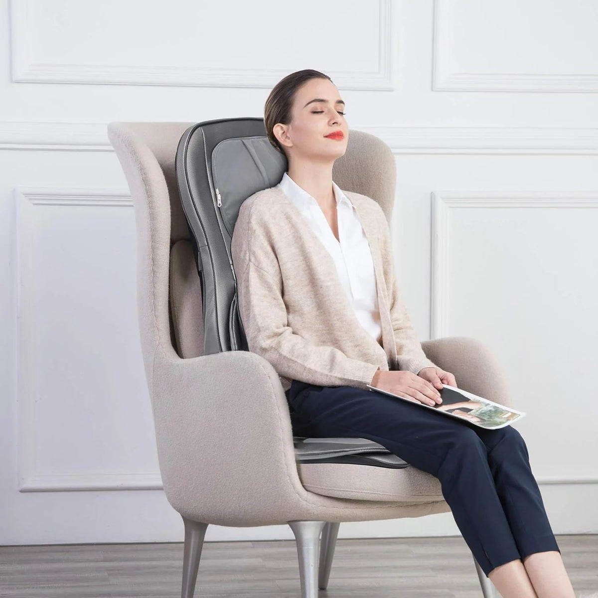 COMFIER Massager Chair with Heat Shiatsu Neck Back Massager Portable with Compress & Rolling Massage Chair Pad for Full Back Neck & Shoulders Full Body Pain