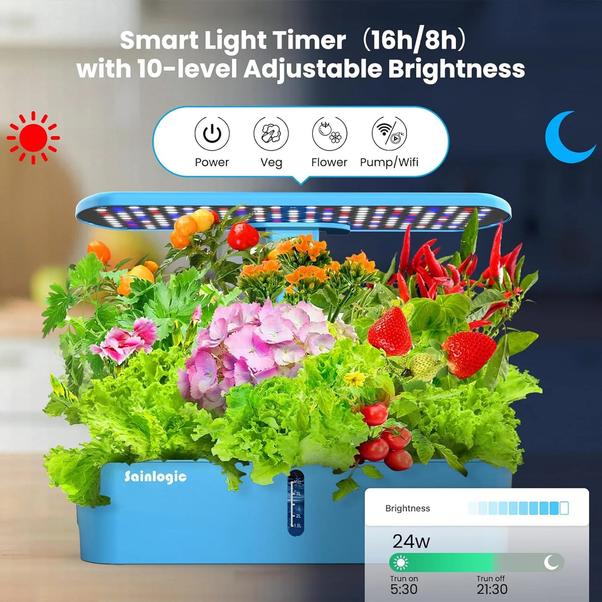 Hydroponic Planting System Kit, 12 Watering Planters, Smart Indoor Garden with APP and WiFi Connection