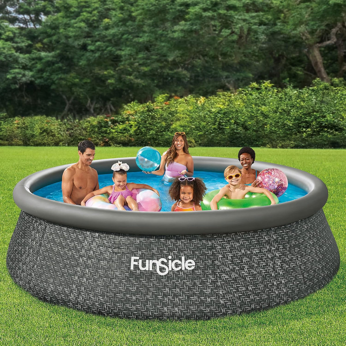 Funsicle 12 Foot by 36 Inch Quickset Round Inflatable Ring Top Outdoor Swimming Pool Set
