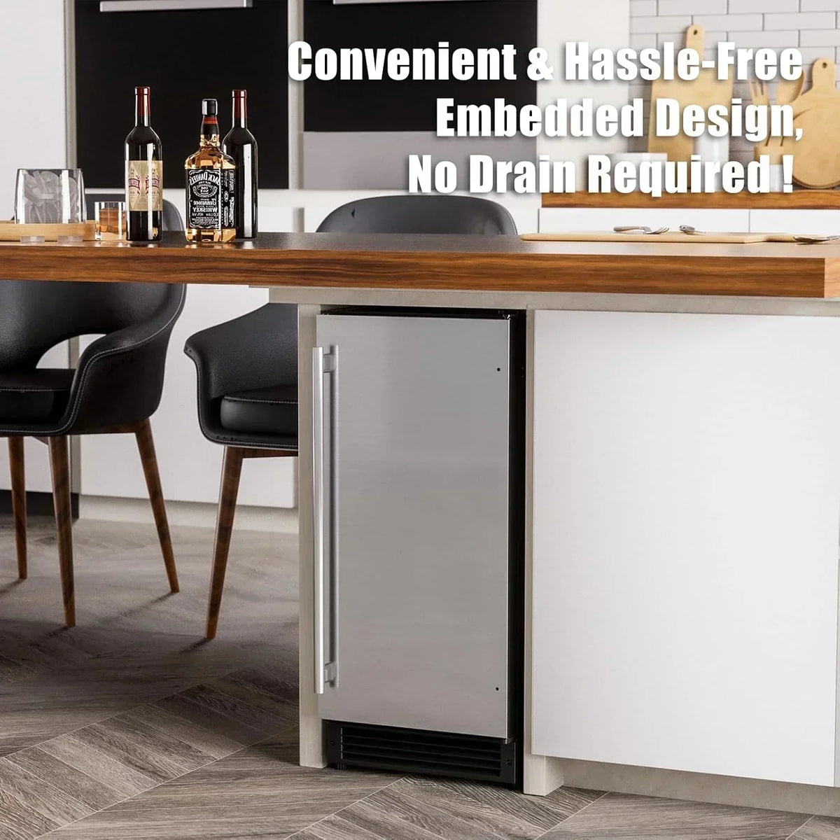 COTLIN 15 W Drainless Under Counter Ice Maker 22 LBS Storage Bin Free Standing