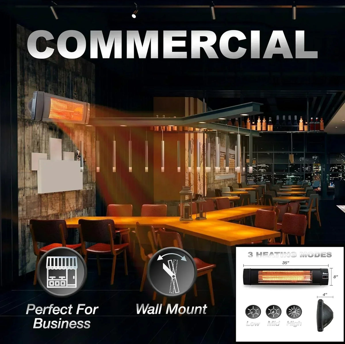 Smart greenhouse heater with built-in temperature control and digital thermostat