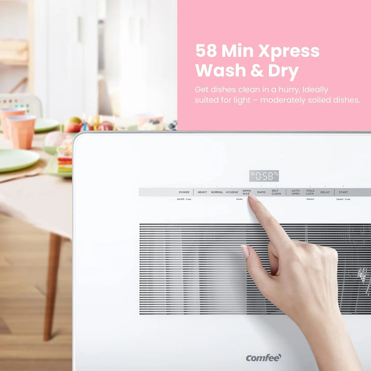 COMFEE' Portable Mini Dishwasher Countertop with 5L Built-in Water Tank
