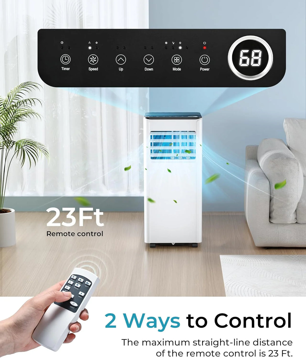EUHOMY 8,000 BTU Portable Air Conditioners, 4-in-1 Portable AC Unit Up to 350 Sq.Ft, 4 Modes Quiet Air Conditioner with Remote Control, Cool, Fan, Dehumidifier, 24H Timer, Bedroom, Office, Apartments