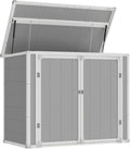 Amopatio 41 Cu Ft Horizontal Outdoor Storage Shed Resin Trash Can Storage Resin Shed Garden Tools