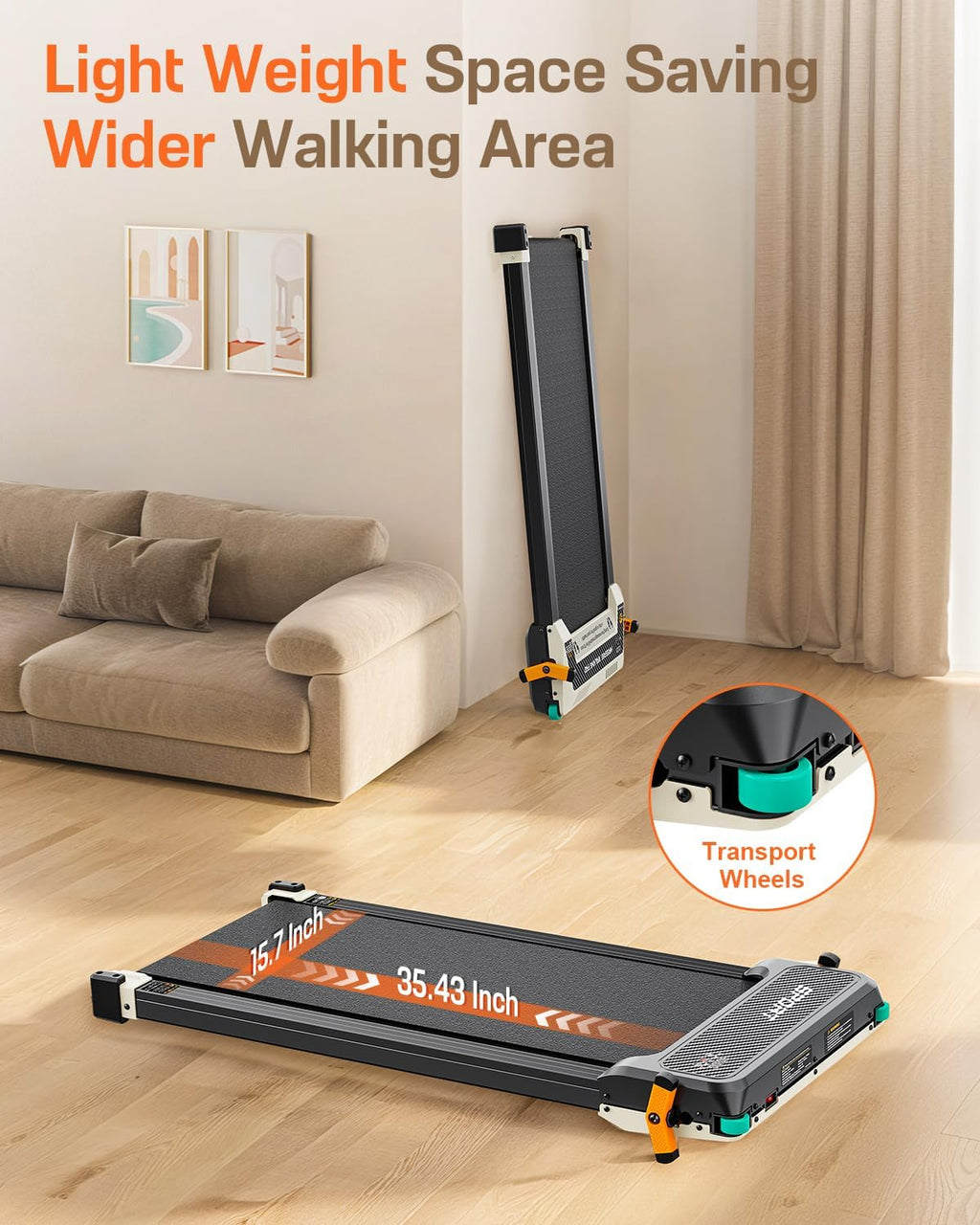 Akluer Inclined Home Treadmill 2.5 HP Small Under-Desk Treadmill with Remote Control and LED Display