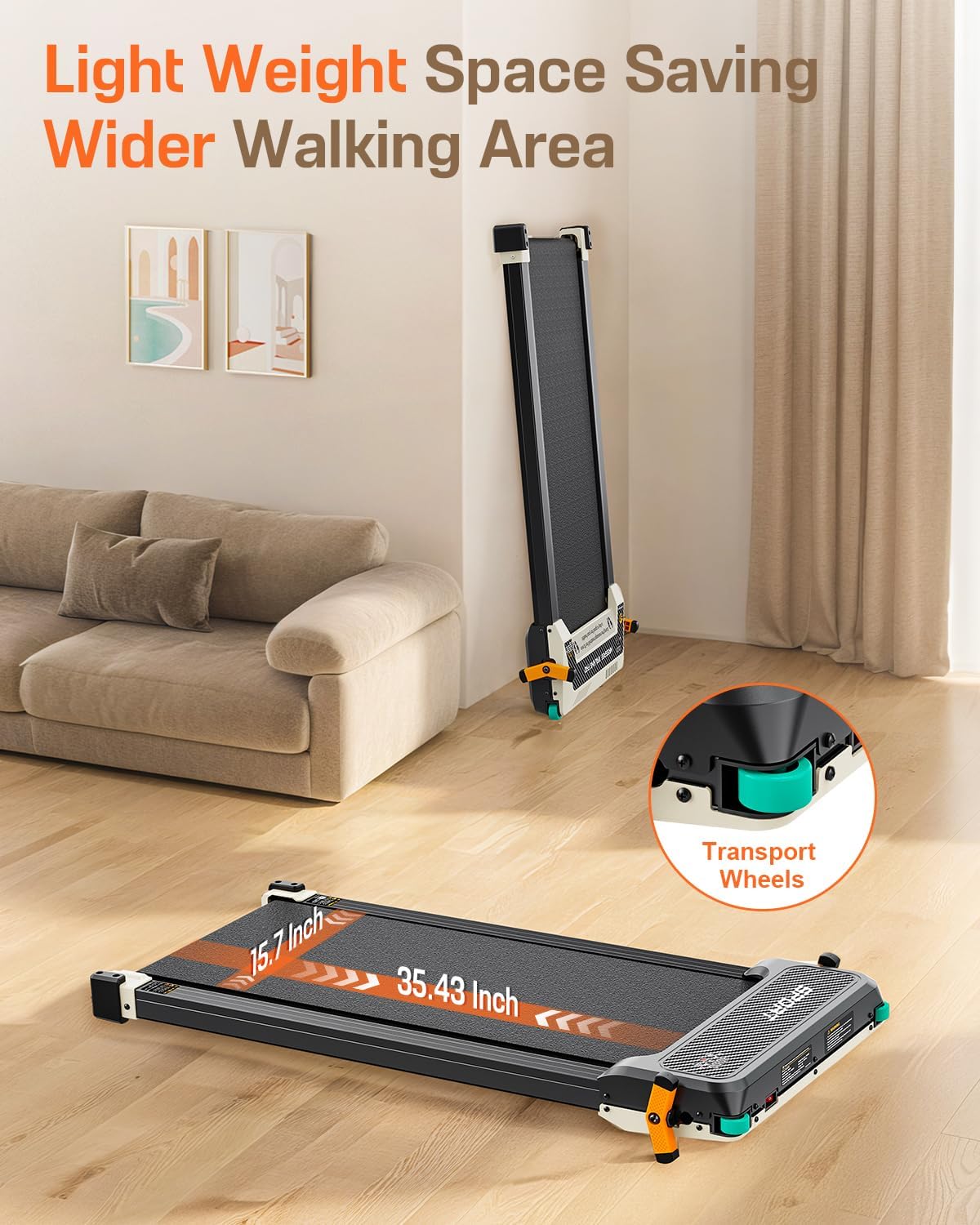 Akluer Inclined Home Treadmill 2.5 HP Small Under-Desk Treadmill with Remote Control and LED Display