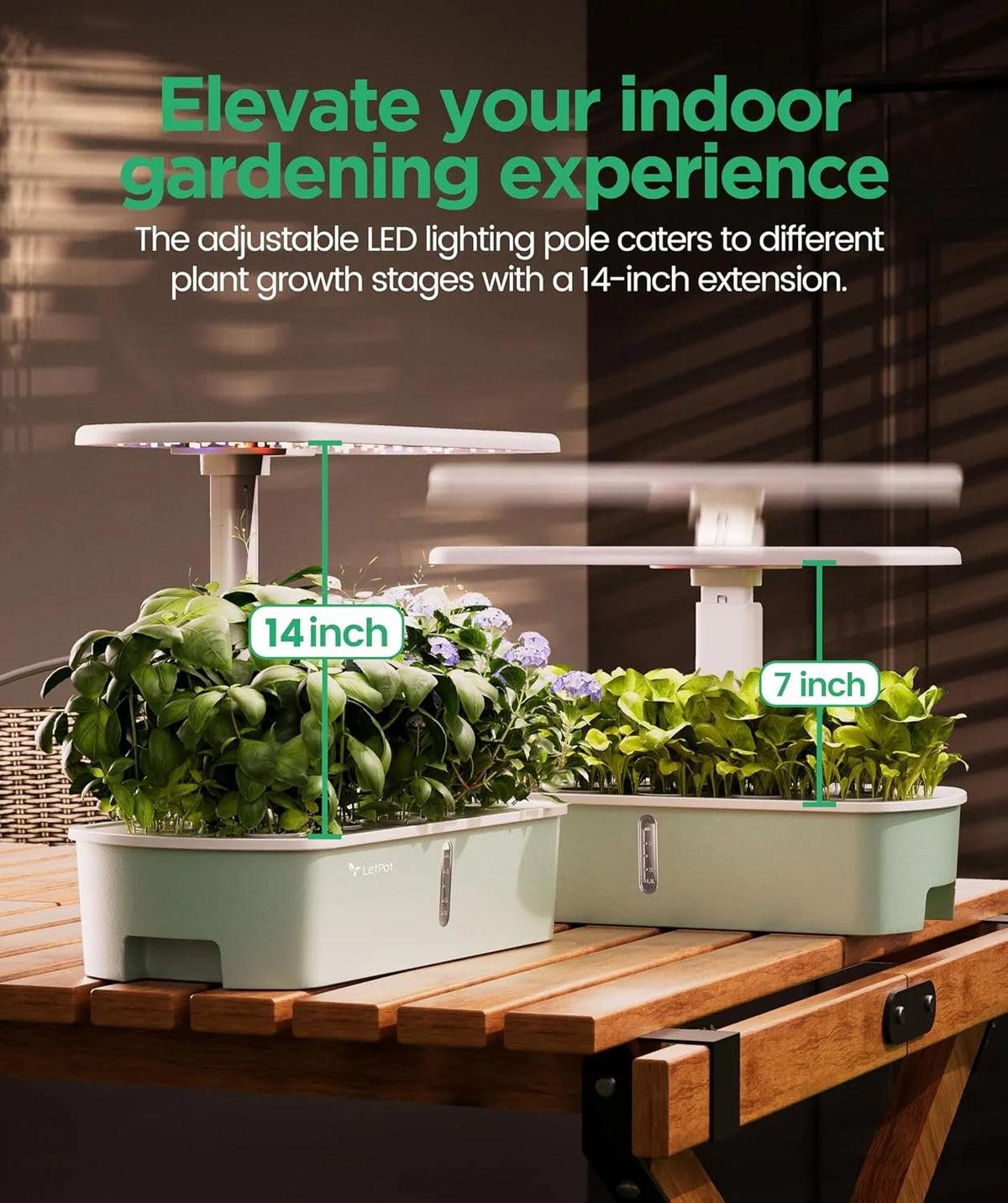 Hydroponic Planting System Kit, App and WiFi Controlled Smart Indoor Garden with 24W Full Spectrum Grow Light