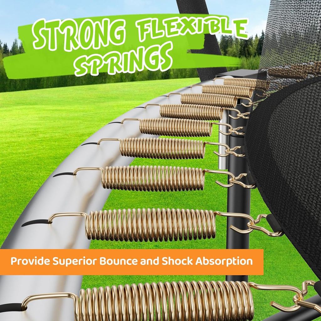 Gigu 10FT 12FT 14FT Recreational Trampolines with Enclosure Net and Ladder and Anti-Rust Coating, ASTM Approved Trampoline Outdoor for Kids and Adults Outdoor Yard Trampolines