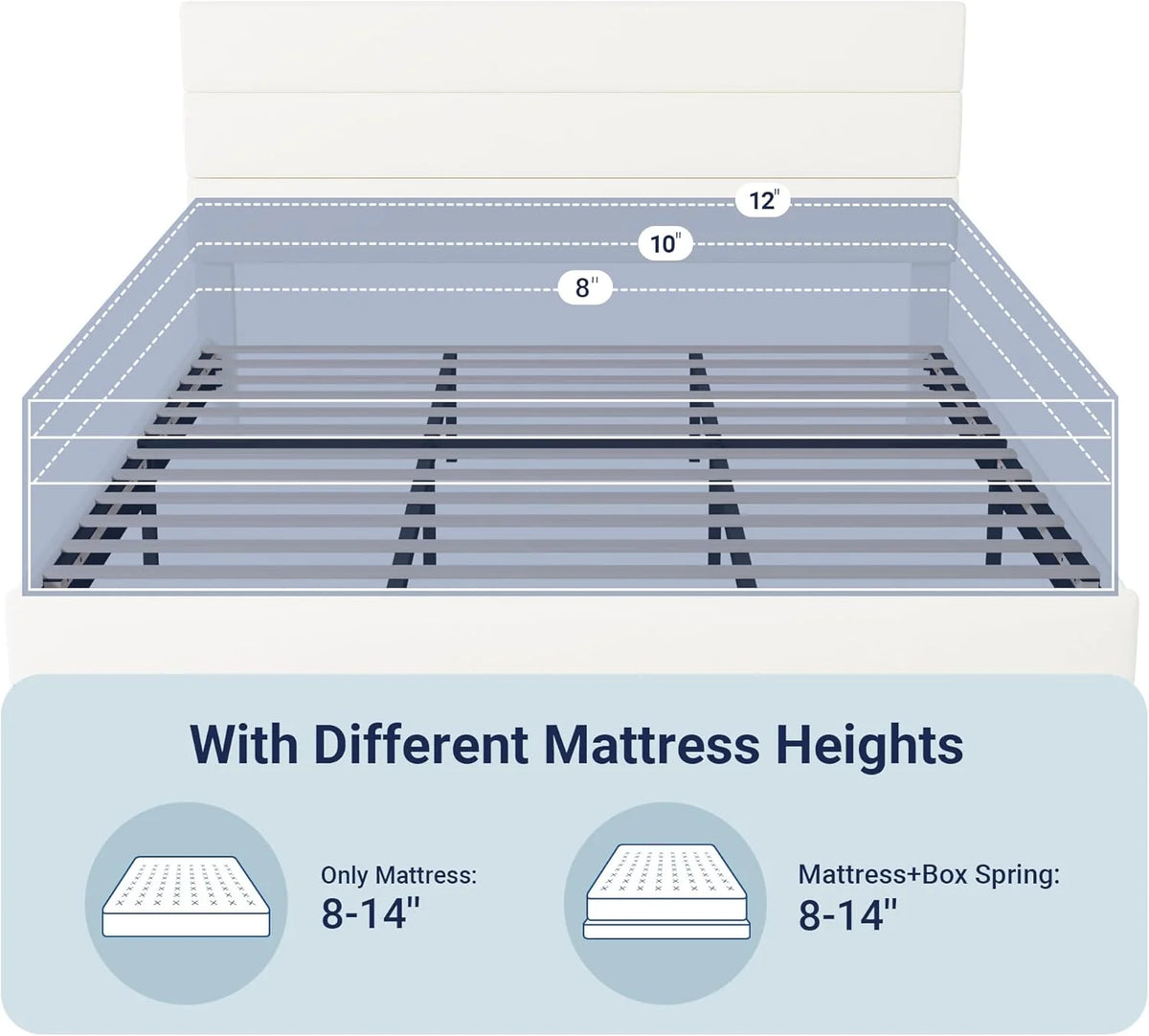 Allewie Queen Size Platform Bed Frame Fabric Upholstered Headboard Wooden Slats Support
