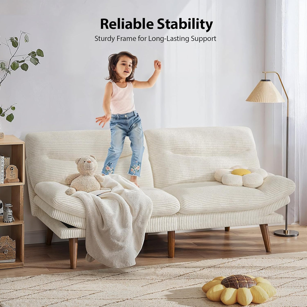 Convertible Futon Sofa Bed 66 Inch Corduroy Futon Sofa Recliner Sofa Bed for Small Spaces