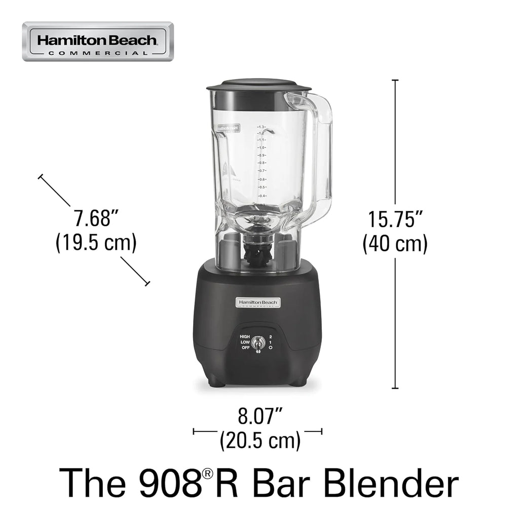 Hamilton Beach Commercial 908R 44Oz Bar Blender, 2 Speed, 1 HP, Black (HBB908R)