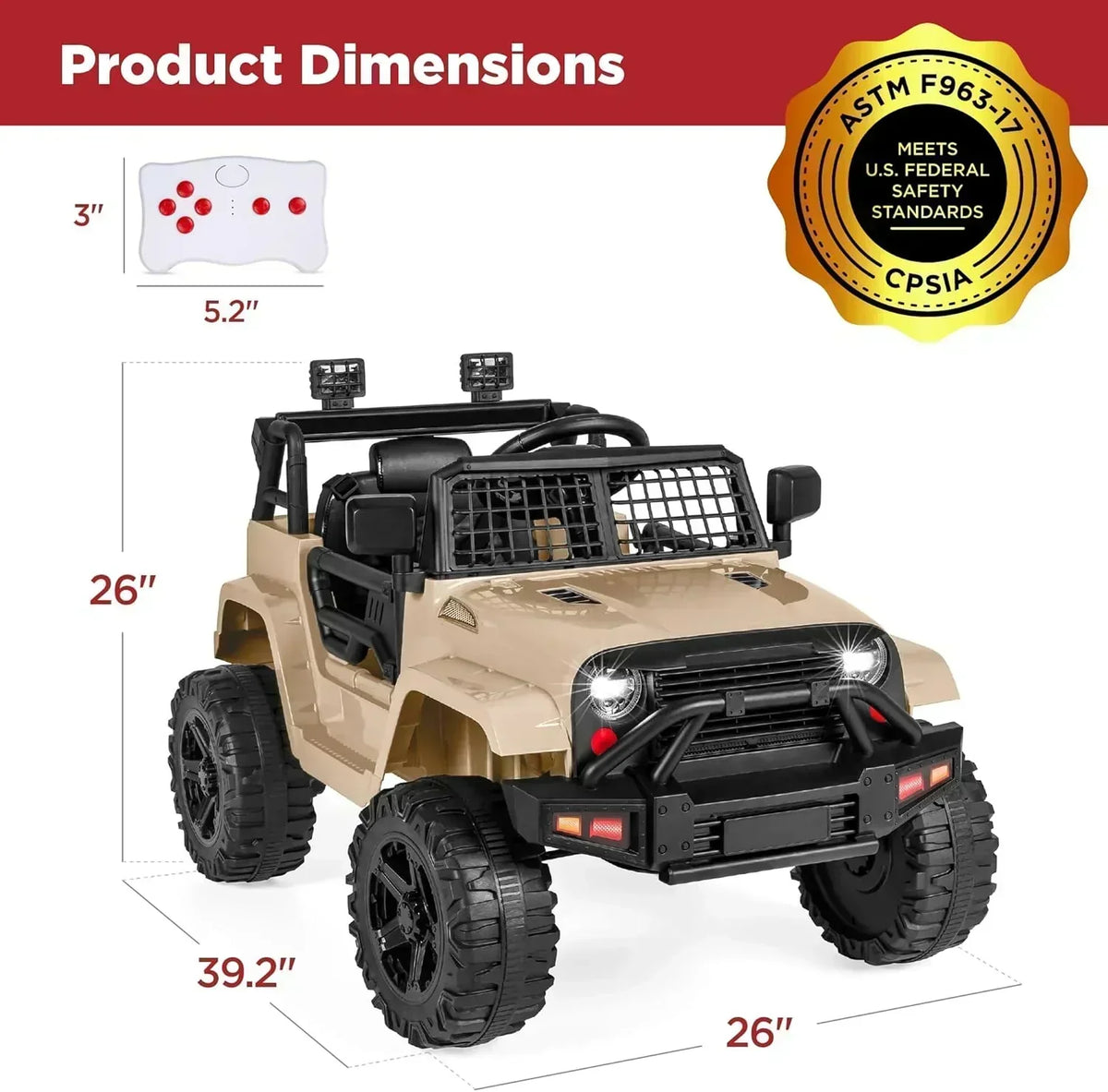 Best Choice Products 12V Kids Ride-On Truck Car with Spring Suspension and LED Lights