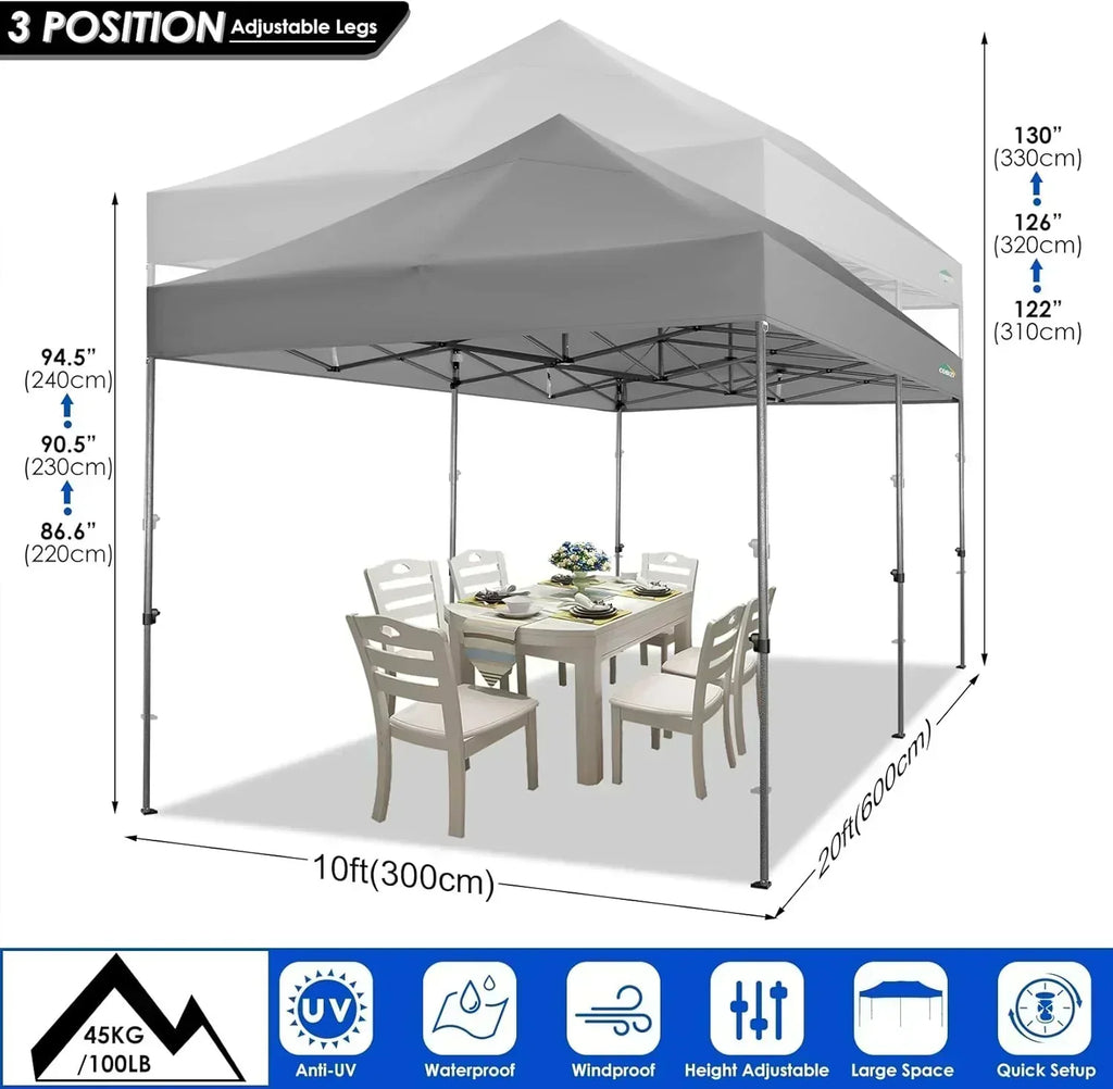 COBIZI 10x20 Heavy Duty Pop up Canopy Tent 6 sidewalls Commercial Canopy Wedding Party Tents