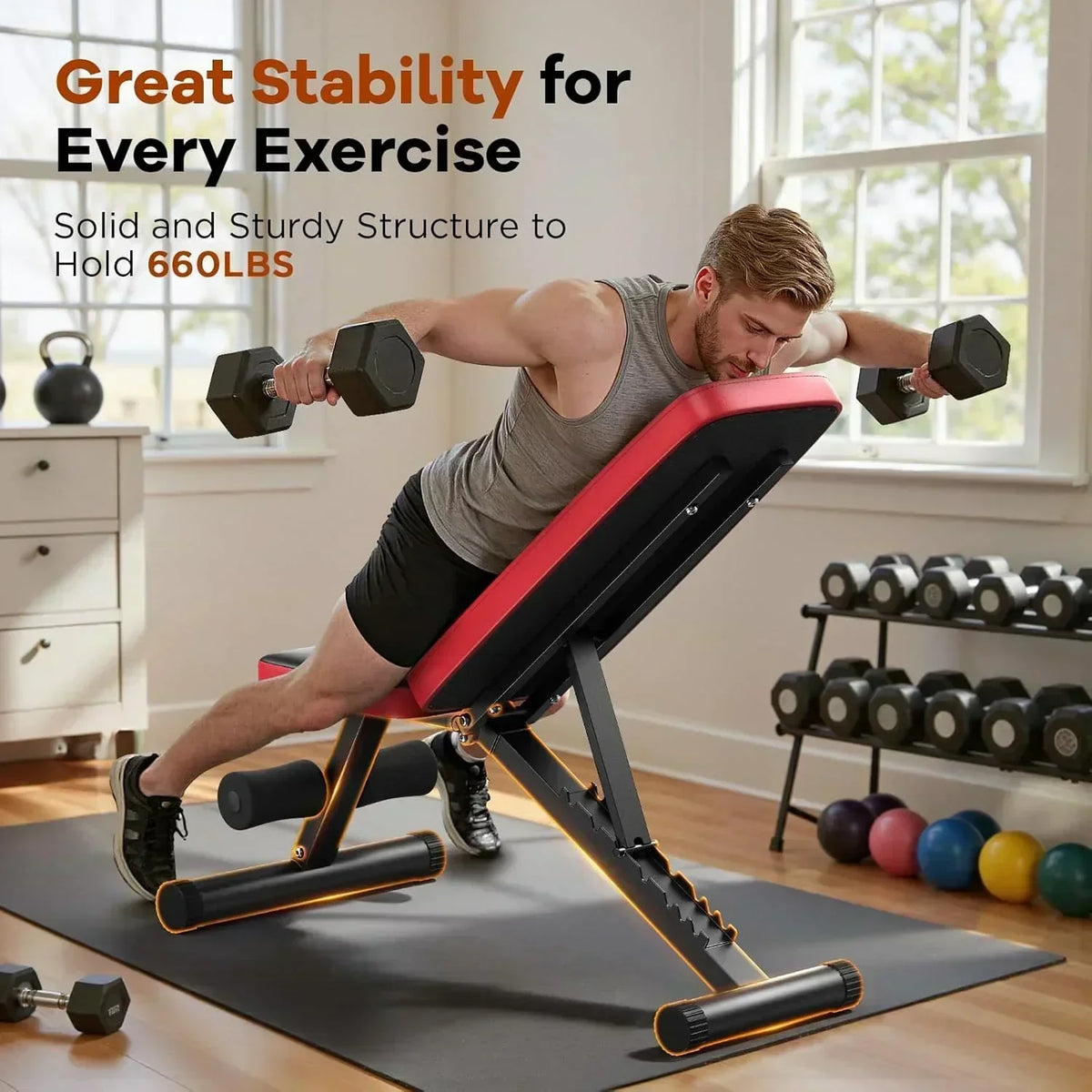 Basic Weight Bench for Home Gym Foldable Workout Bench with 8 Backrest Capacity Adjustable Bench
