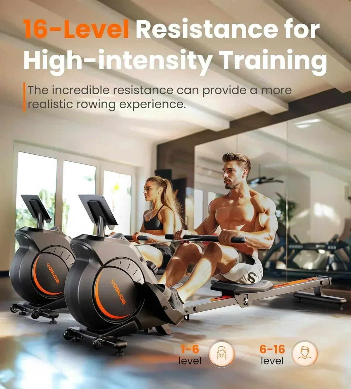 YOSUDA Home Magnet/Water Resistance Rowing Machine Support Bluetooth and Applications
