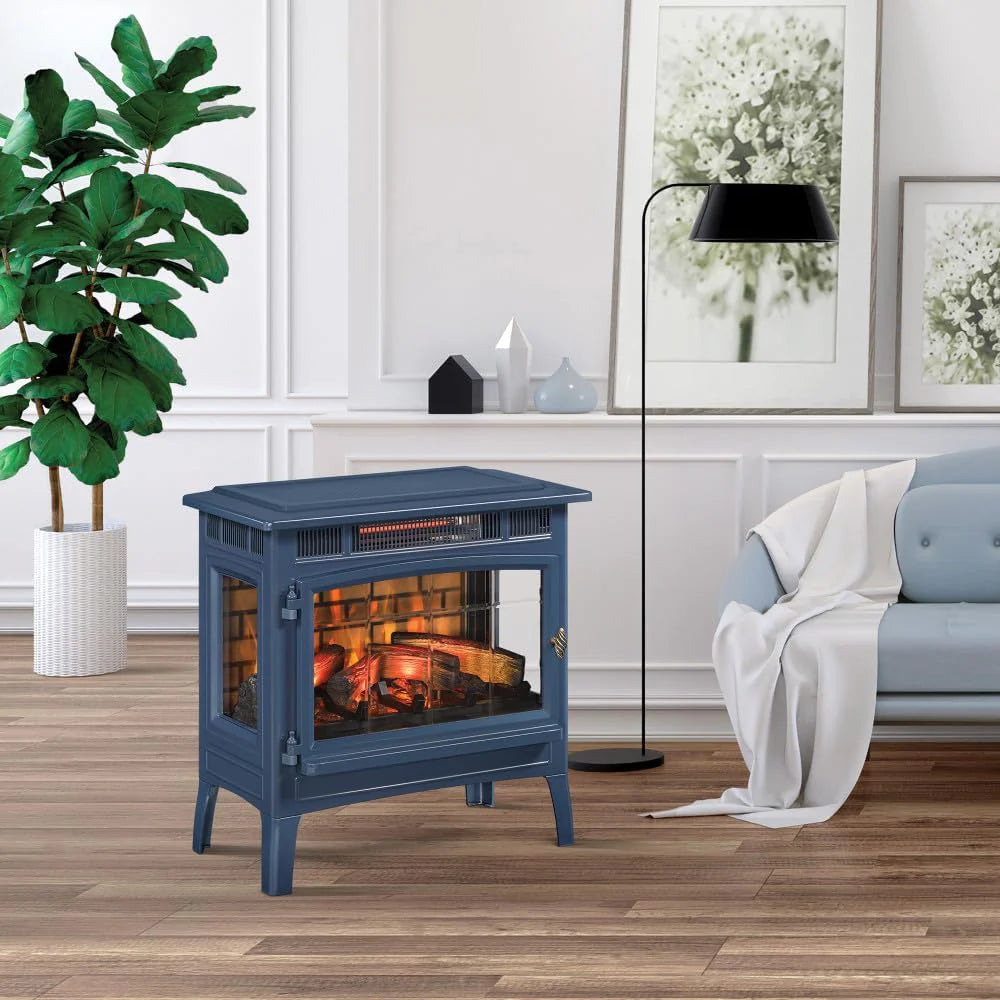 Freestanding Electric Fireplace Stove Heater with 3D Flame Effect for 1,000 Sq. Ft