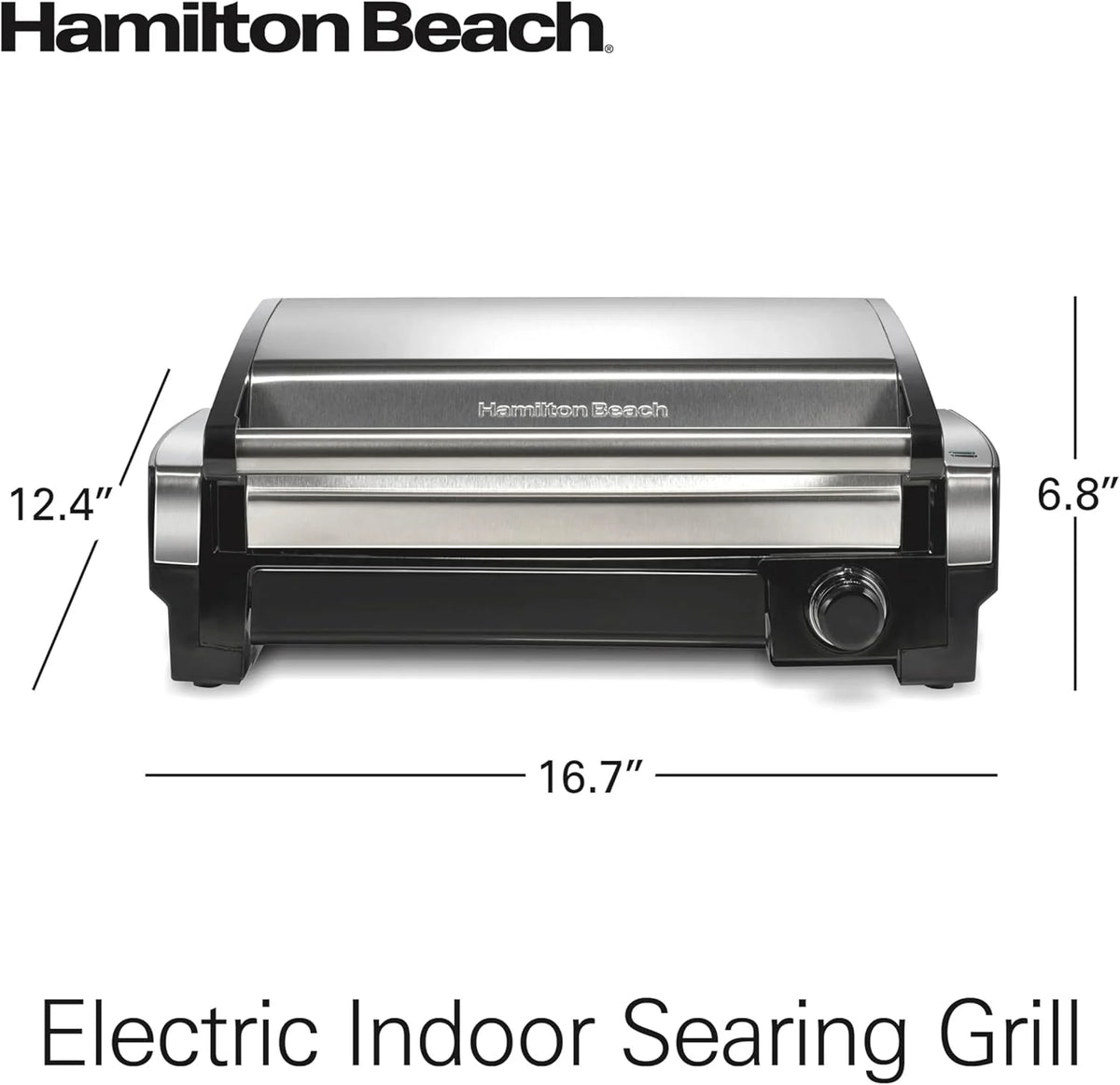 Indoor electric grill with viewing window, adjustable to 450��F, serves 6 people