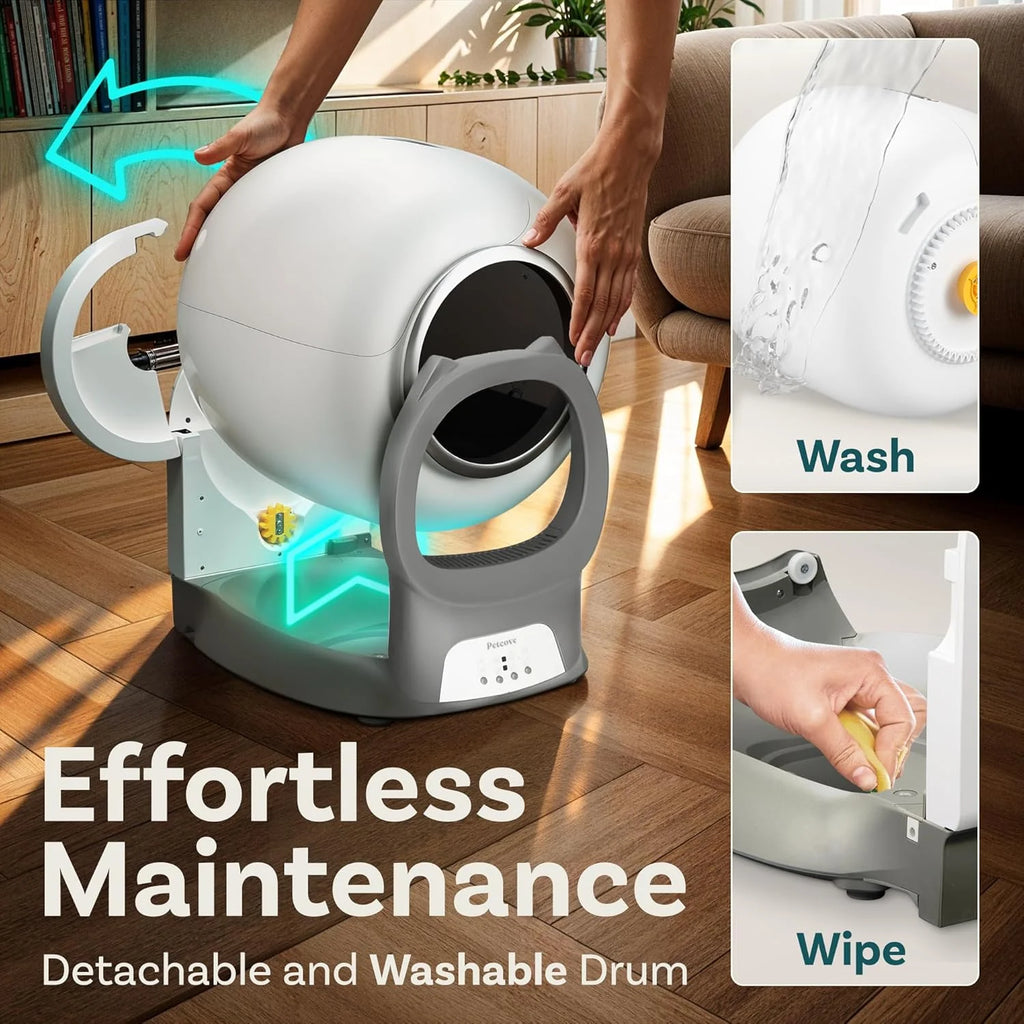 Self Cleaning Litter Box with Auto Safety Sensors for Multiple Cats - Automatic Cat Litter Box Self-Cleaning - Covered Odor Removal with APP Control - Compatible On All WiFi