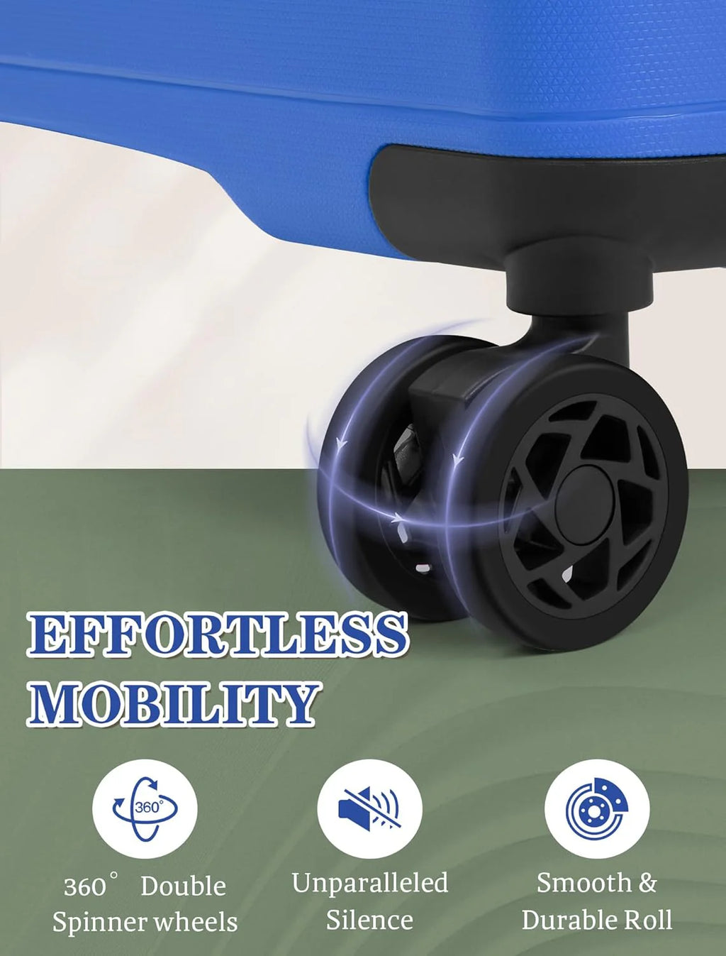 5-piece luggage set with wheels, ABS hardshell suitcase with spinner wheels