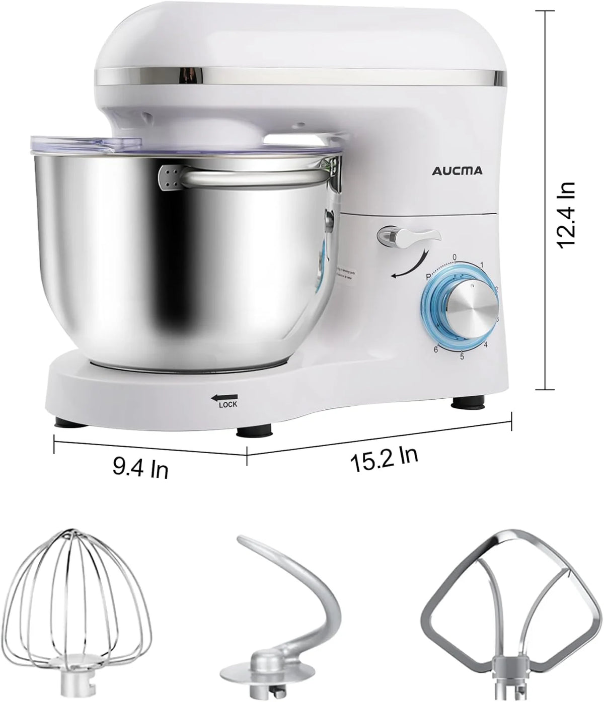 Aucma Stand Mixer,6.5-QT 660W 6-Speed Tilt-Head Food Mixer, Kitchen Electric Mixer with Dough Hook