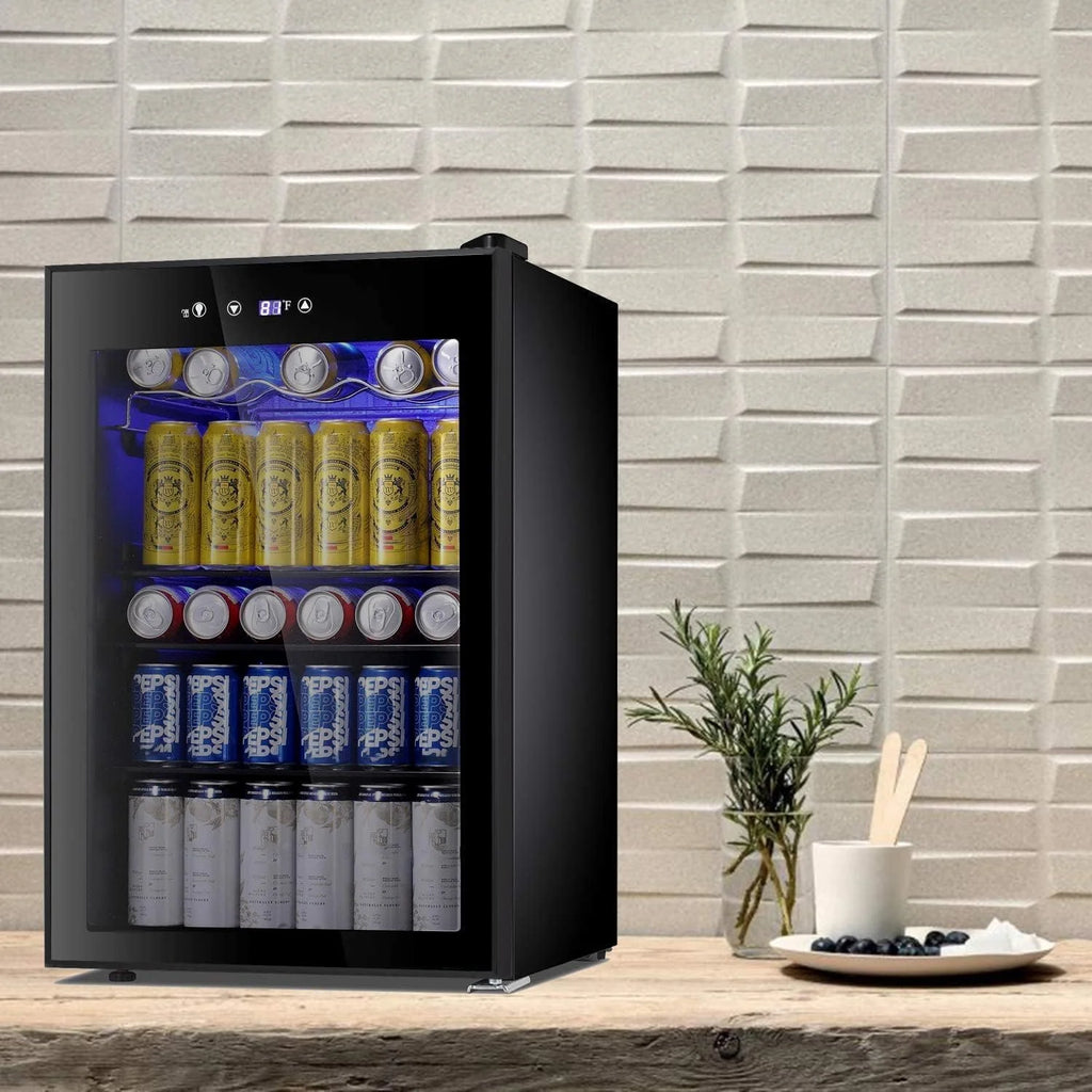 Antarctic Star Beverage Refrigerator Cooler 68 Can, Mini Fridge with Glass Door for Beer Drinks Wine,Freestanding Small Fridge with Electronic Temperature Control for Home and Bar,1.7 cu.ft