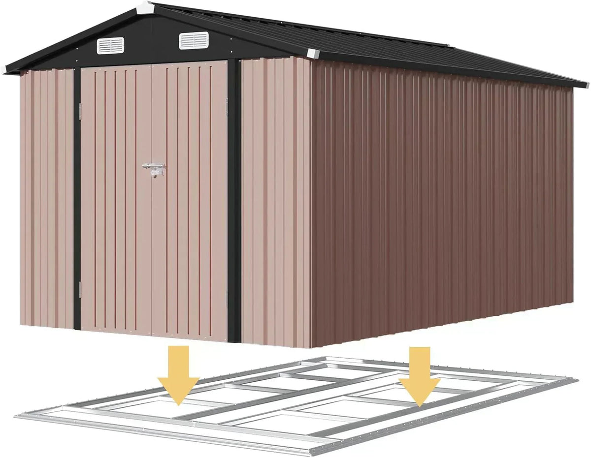 Aoxun 6.2x4 FT Shed Outdoor Storage Shed Metal Garden Shed Sloping Roof Tool Shed Bike Shed