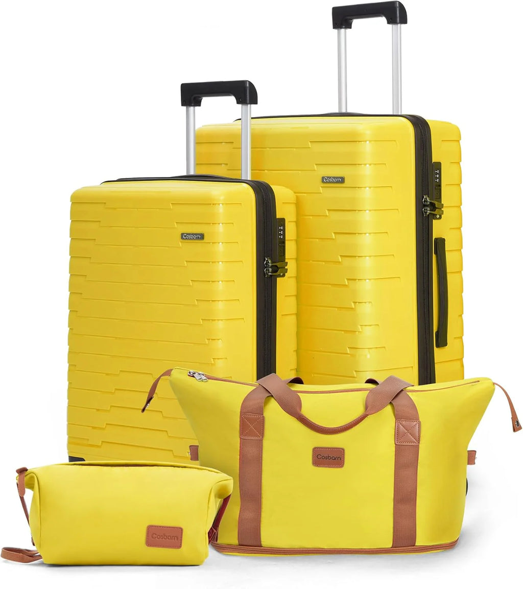 5-piece luggage set with wheels, ABS hardshell suitcase with spinner wheels