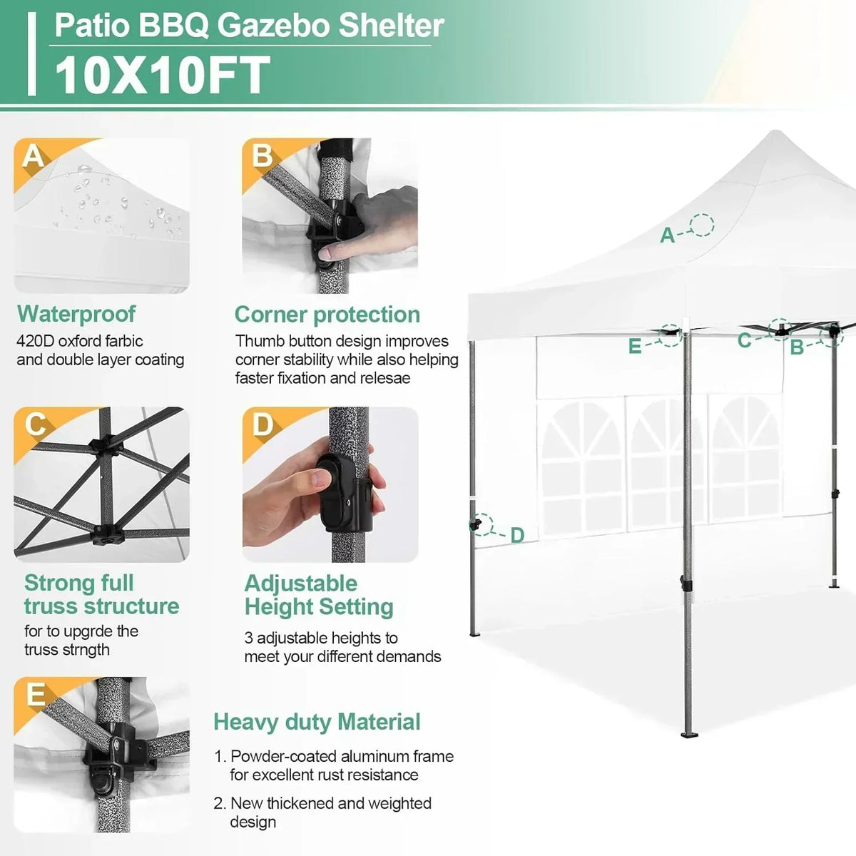 COBIZI 10x20 Heavy Duty Pop up Canopy Tent 6 sidewalls Commercial Canopy Wedding Party Tents
