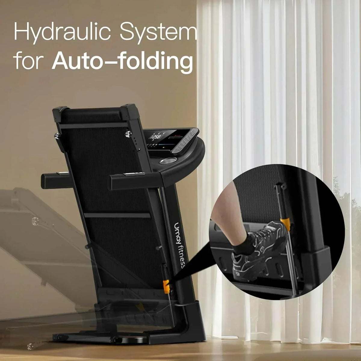 UMAY household folding tilt treadmill with heart rate sensor Low noise