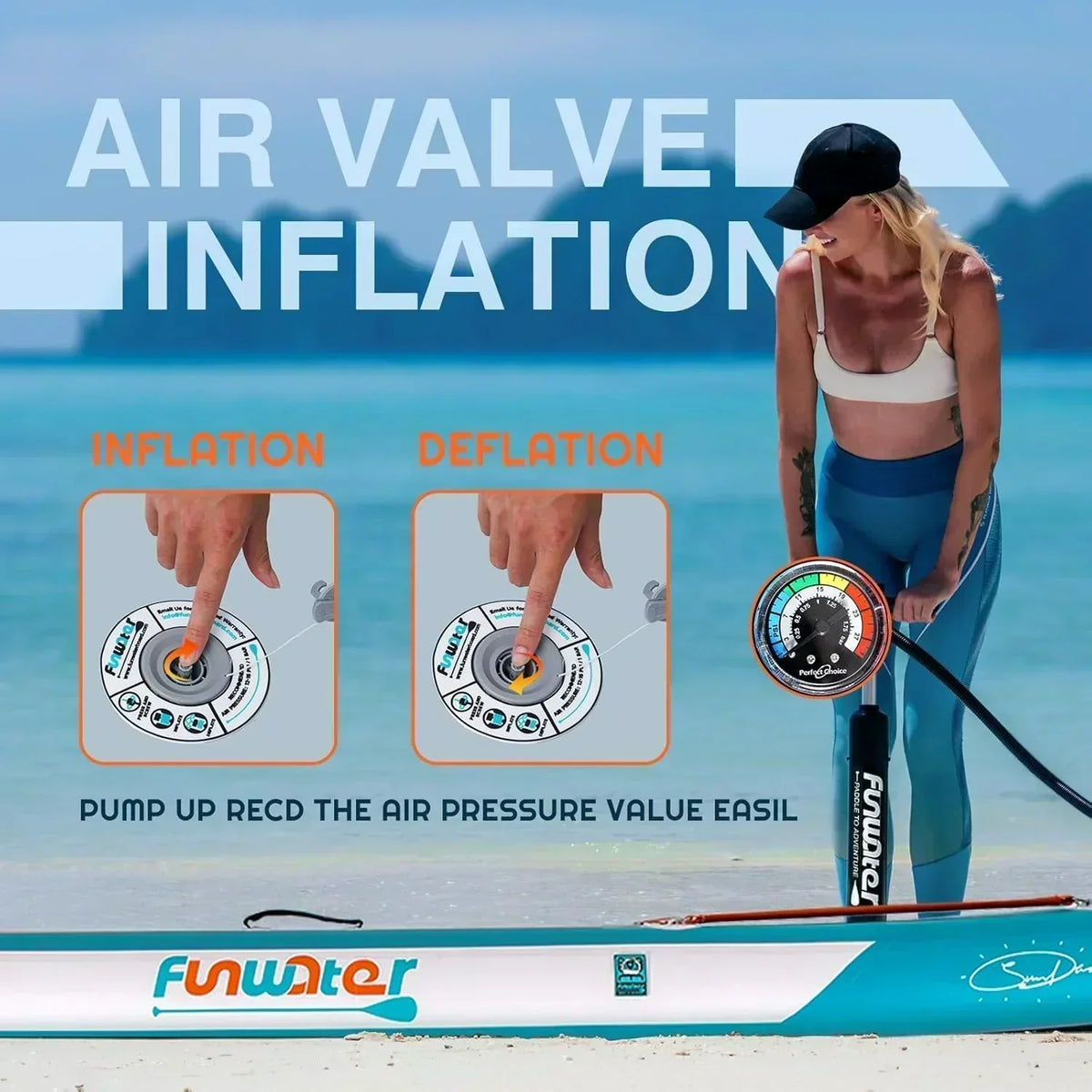 FunWater Inflatable Stand Up Paddle Board Premium SUP Paddle Accessories EVA Deck