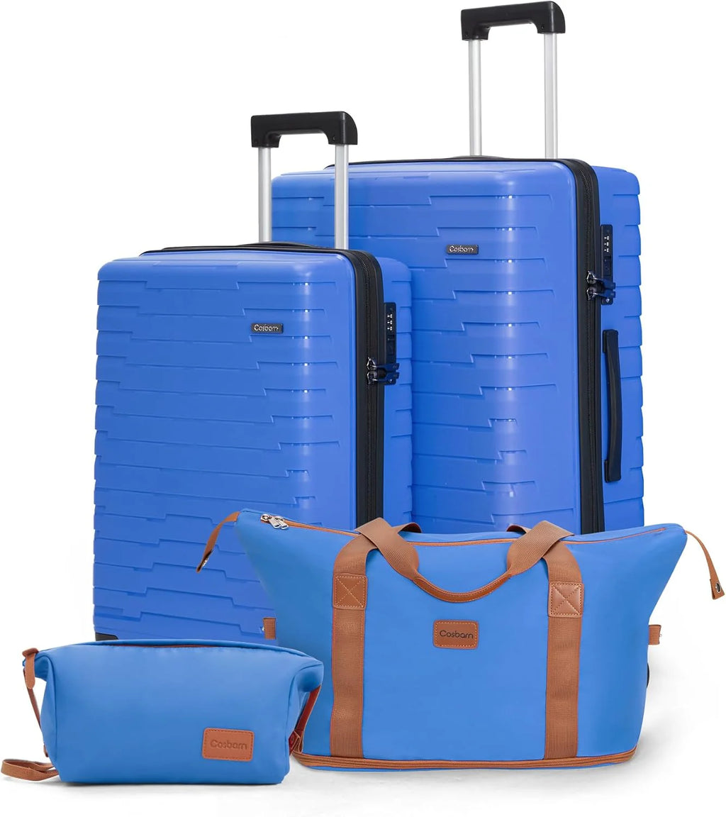 5-piece luggage set with wheels, ABS hardshell suitcase with spinner wheels