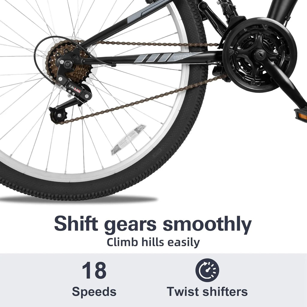 WEIZE Mountain Bike, 26 27.5 inch Outdoor Hybrid Bikes,18-Speed/High-Carbon Steel/Dual Full Suspension, Adjustable Ergonomic Seat for Men Women Adult, MTB Bicycle with Suspension Fork,Sleek Colors