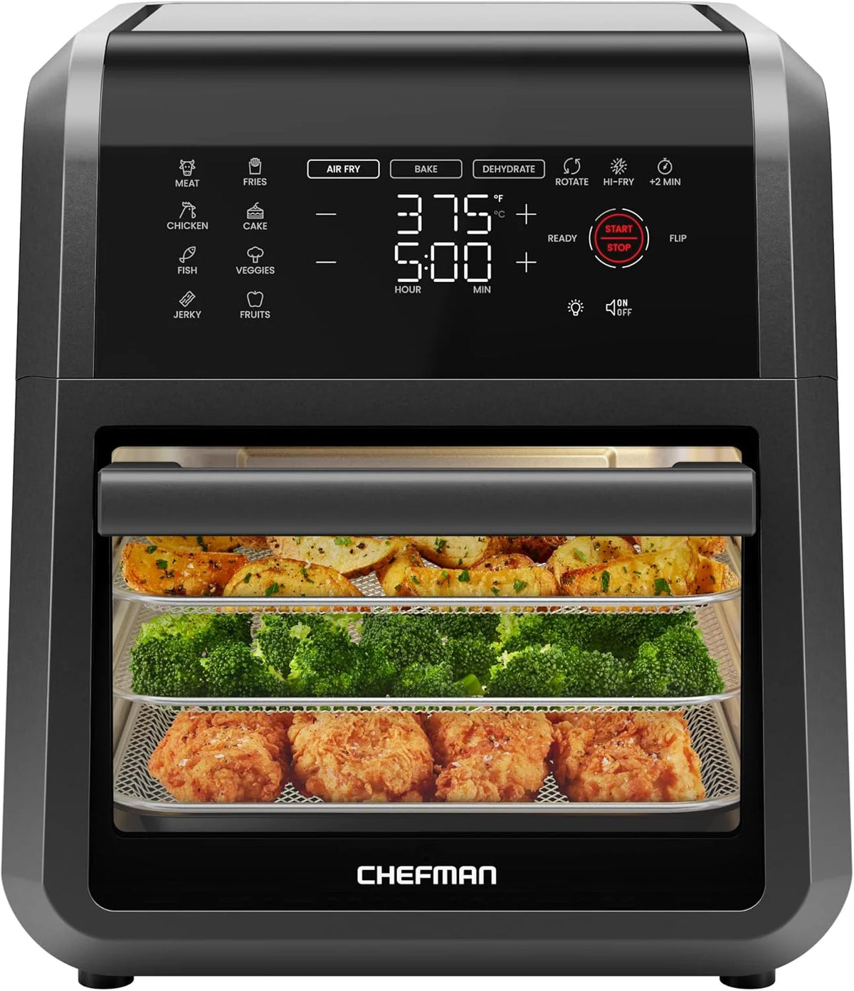 Chefman Compact 6.3-Quart Digital Air Fryer with Rotisserie, Dehydrator, and Convection Oven, 8 Touchscreen Presets